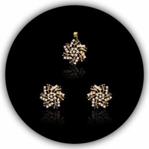 18kt Gold Plated Star Shaped Black Polished Meena Cubic Zirconia Studded Diamond Style (ILS-001)