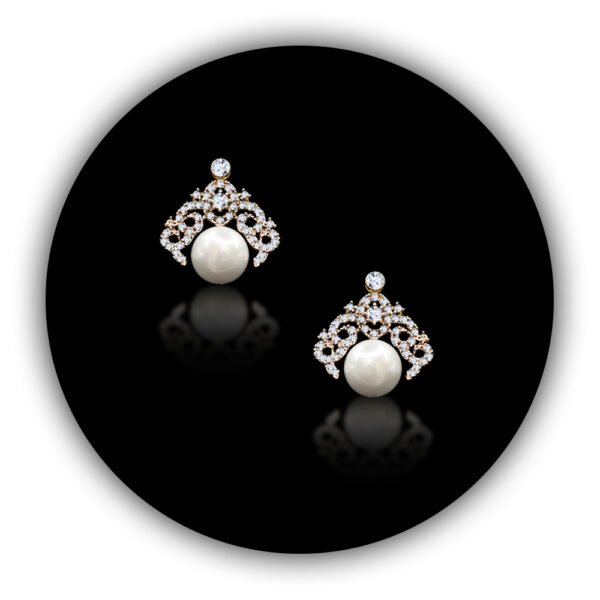 Freshwater Pearl Tops Dangling Pearl Crystals Studded Large Earring (ILT-009)