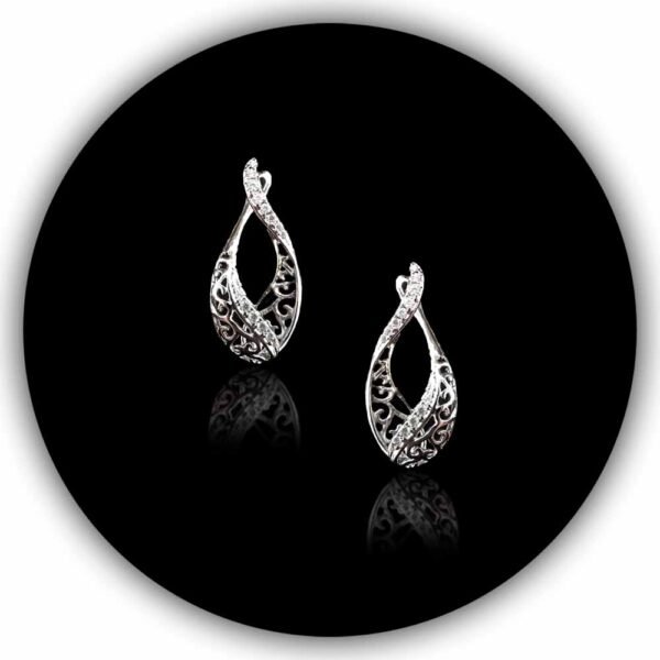 Imported Eye Drop Diamond Style Earrings Silver Plated 925 Sterling Plating Clipped Dangling Wear (ILT-012)