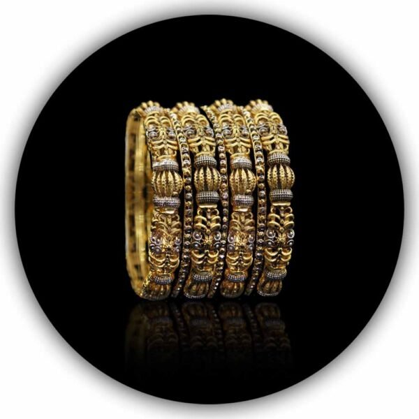 Tribal Antique Bridal Gold Plated Bangles Set Wear (IMBS-003)