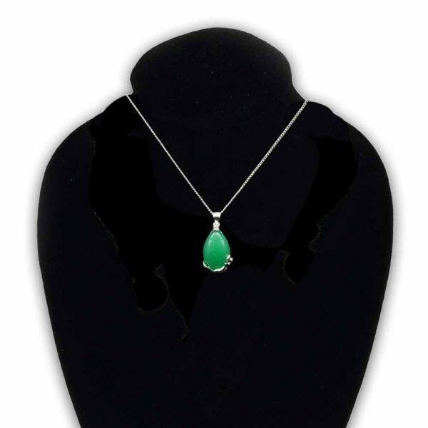 Natural Emerald Like Jade Stone Teardrop Chalcedony Pendant With Chain For Women (IMLC-001) - Image 3