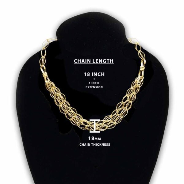 Unisex Hollow Design Gold Plated Indo Chain 18kt Gold Adjustable Looped Sizeable (INC-001) - Image 3