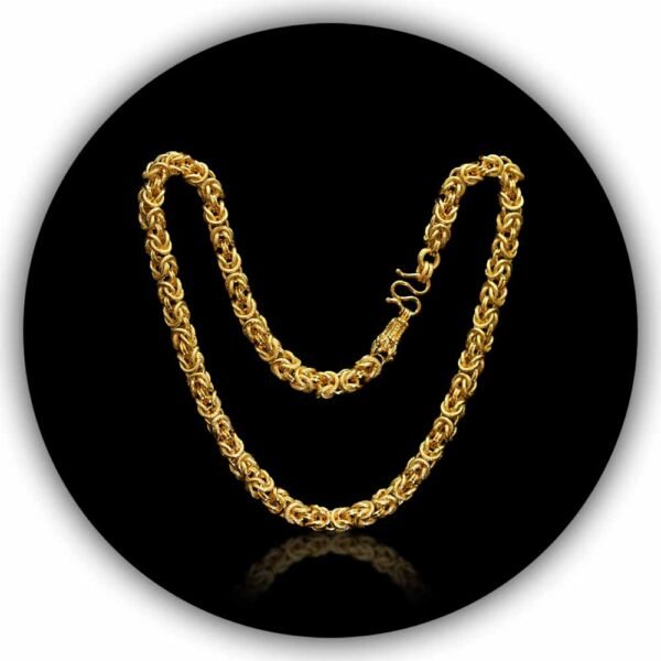 Yellow Gold Handmade Byzantine 22kt Gold Plated Necklace Chain Unisex (INC-002)