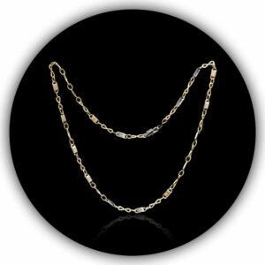 18ct & Platinum Necklace Antique Fancy Oblong & Love Knot Links Chain Two-Tone (INC-003)