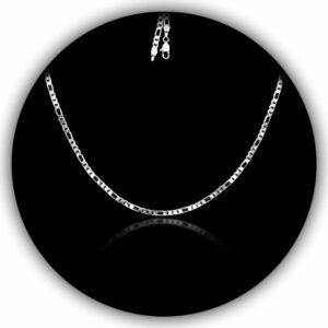 14k White Gold Figaro Chain Necklace For Men Women Rhodium Plating Imported (INC-012)