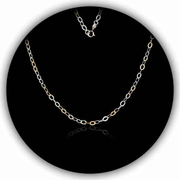 Beautiful Silver and Gold Plated Long Cable Chain Two-Tone Men Women Necklace (INC-014)