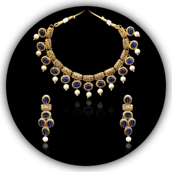 Wonderful Egyptian Necklace Artificial Gold Plated Necklace Set 18kt Traditional Temple Ethnic Jewelry (IMNS-005)