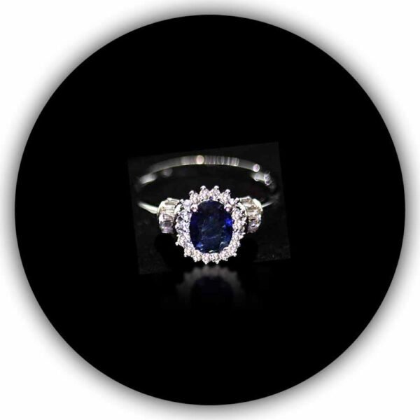 Fashion Princess Diana Blue Ring Oval Birthstone Engagement Wedding Band Rings For Women Jewelry (IMPLR-001)