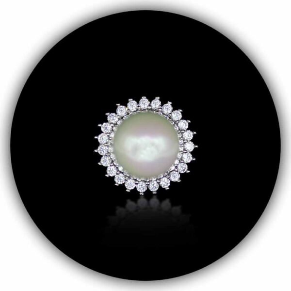 Exquisite 14 Karat White Gold Plating Cultured Pearl Diamond Style Ring Shining Fashion Statement (IMPLR-004)