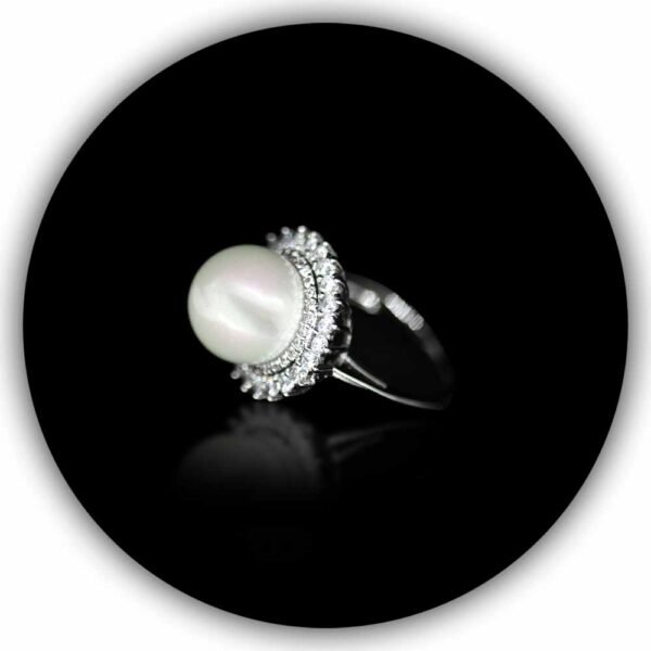 Exquisite 14 Karat White Gold Plating Cultured Pearl Diamond Style Ring Shining Fashion Statement (IMPLR-004) - Image 2