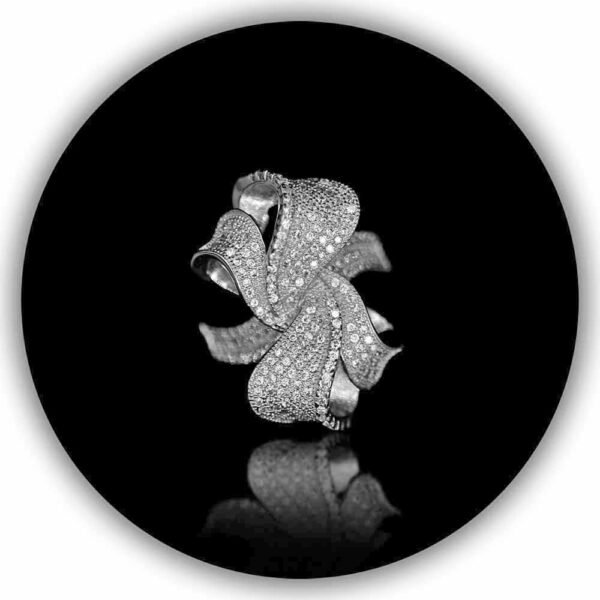 Diamond Style 18ct White Gold Plated Platinum Shine Brooch Design Large Wedding Bridal Ring (IMPLR-007)