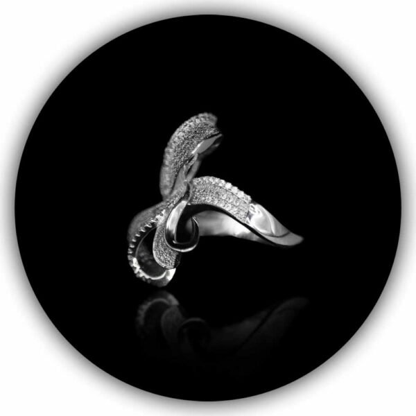 Diamond Style 18ct White Gold Plated Platinum Shine Brooch Design Large Wedding Bridal Ring (IMPLR-007) - Image 2