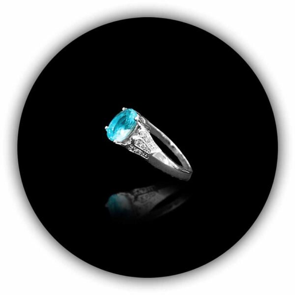 Sterling Silver Diamond Plating Round Sky Blue Topaz Diamond Style Aquamarine Gemstone Ring Unique Setting Fine Jewelry (IMPLR-024) - Image 2