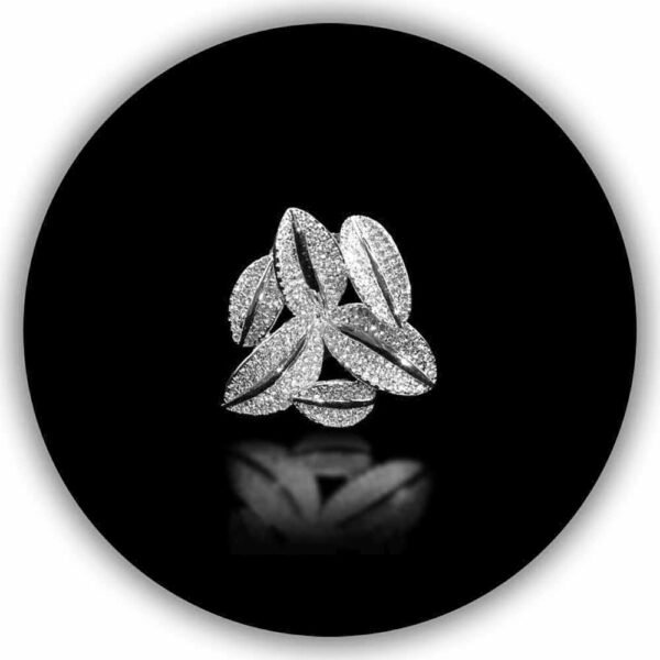 Imported Silver Plated Palm Tree Leaf Mesh Ring Unique And Stylish Large Sized Wear For Women (IMPLR-027)