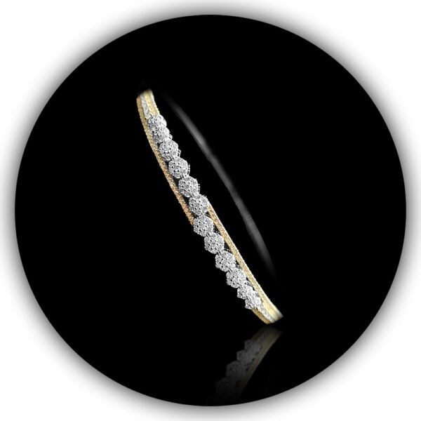 Gold And Silver Plated 925 Certified Silver Imported American Diamond Studded Stiff Bracelet (SBR-001) - Image 2