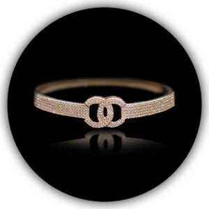 CC Front Designed 925 Sterling Silver Rose Gold Branded Stiff Bracelet Design (SBR-005)