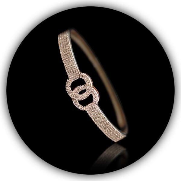 CC Front Designed 925 Sterling Silver Rose Gold Branded Stiff Bracelet Design (SBR-005) - Image 2